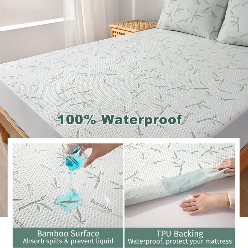 1pc Bamboo Mattress Protector, - огляд і ціна Waterproof Mattress Protector Breathable
