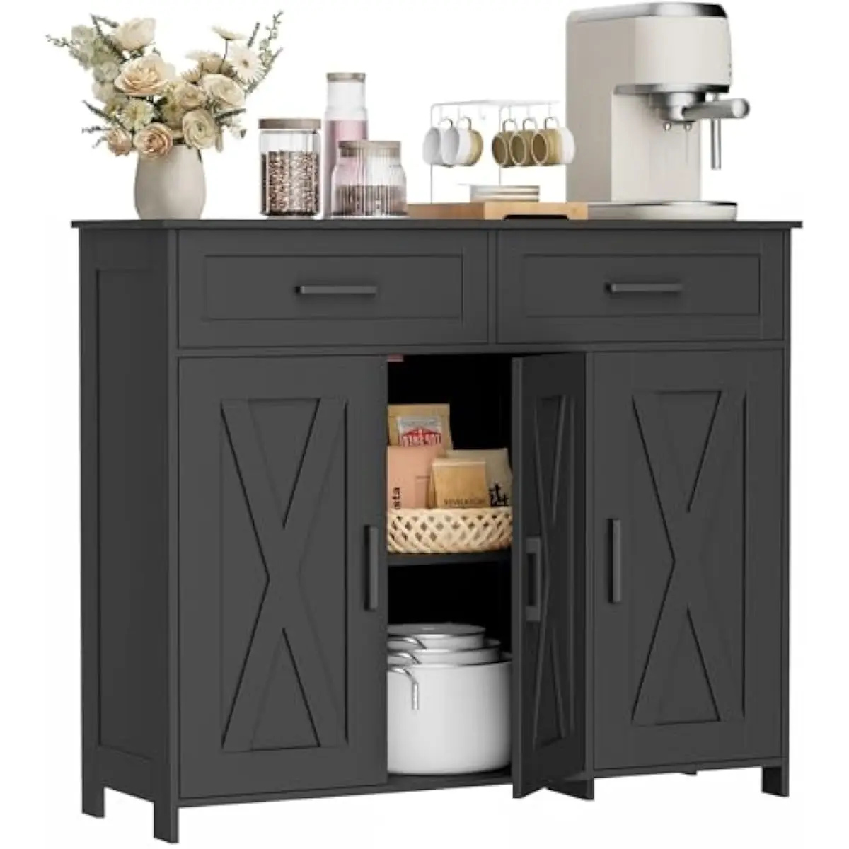 Coffee Bar Storage Cabinet wit - огляд і ціна Kitchen