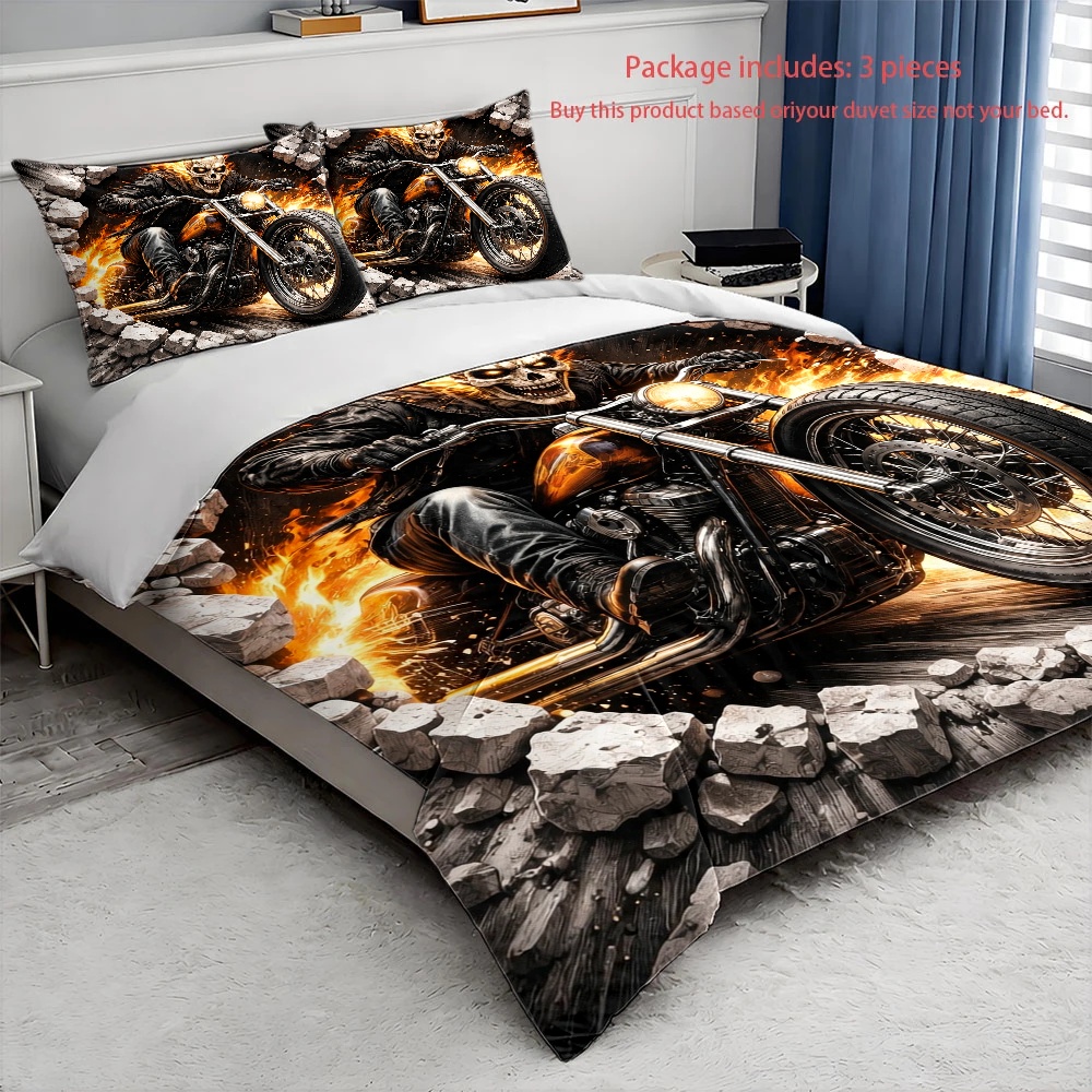 Ghost Rider Flame Skull Motorc - огляд і ціна Duvet Cover Sets With Zipper