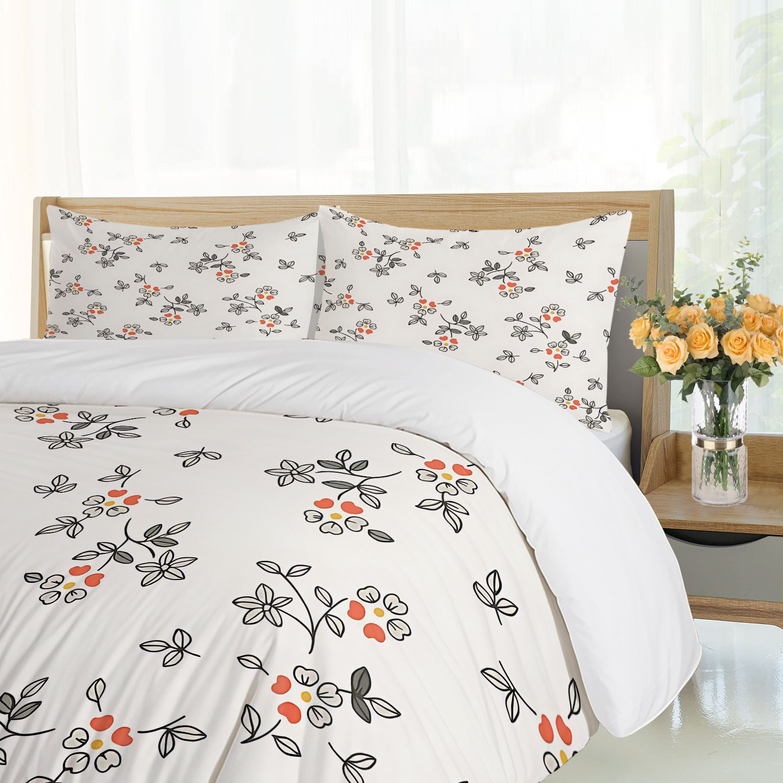 Minimal Hand-Drawn Thin Line O - огляд і ціна Aesthetic Floral Duvet Cover